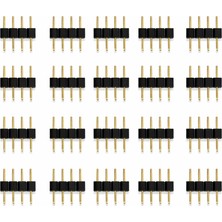 Ledarmy RGB LED Konnektör 4 Pin Erkek 20’li Set RGB Şerit LED Bağlantı Ucu Jumper Pin Adaptör RGB LED Şerit Birleştirme Konnektörü (Siyah)