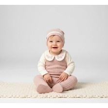 Bebeva Baby Kız Bebek %100 Pamuklu Nakışlı Bebe Yakalı Kendinden Patikli Şapkalı Penye Tulum