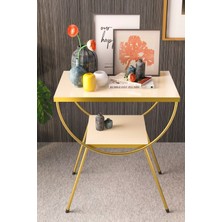 Sepetink Yan Sehpa Komodin Metal Ayak Gold Krem Tv Ünitesi Yanında Kullanıma Uygun Fırsat Ürünü