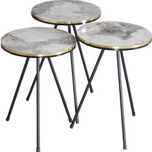 Sepetink Zigon Sehpa Siyah Metal Ayak Çift Altın Efes 1080