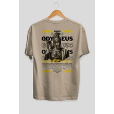 Ankhises Odysseus 1 Mitoloji Arka Baskılı Oversize T-Shirt Erkek Kadın Pamuk Bisiklet Yaka Tişort