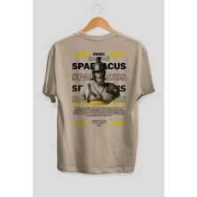 Ankhises Spartacus 2 Mitoloji Arka Baskılı Oversize T-Shirt Erkek Kadın Pamuk Bisiklet Yaka Tişort