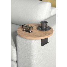 Sepetink Yan Sehpa Ayarlanabilir Tepsi Dekoratif Modern Tepsi Koltuk Sehpası Ceviz