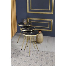 Sepetink Zigon Sehpa 3'lü Altın Metal Ayak Bendir Altın 2175