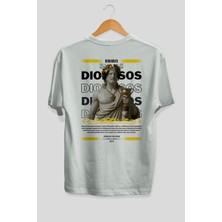 Ankhises Dionysos 2 Mitoloji Arka Baskılı Oversize T-Shirt Erkek Kadın Pamuk Bisiklet Yaka Tişort