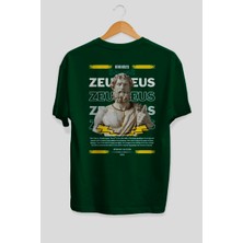 Ankhises Zeus 4 Mitoloji Arka Baskılı Oversize T-Shirt Erkek Kadın Pamuk Bisiklet Yaka Tişort