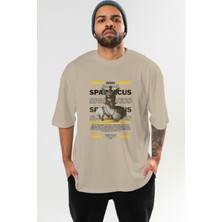 Ankhises Spartacus 1 Mitoloji Ön Baskılı Oversize T-Shirt Erkek Kadın Pamuk Bisiklet Yaka Tişort