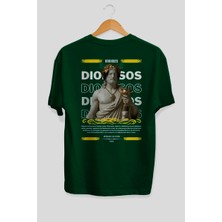 Ankhises Dionysos 2 Mitoloji Arka Baskılı Oversize T-Shirt Erkek Kadın Pamuk Bisiklet Yaka Tişort
