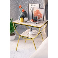 Sepetink Yan Sehpa Komodin Metal Ayak Çift Gold Efes