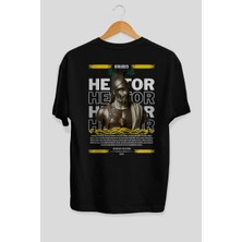 Ankhises Hector 2 Mitoloji Arka Baskılı Oversize T-Shirt Erkek Kadın Pamuk Bisiklet Yaka Tişort