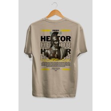 Ankhises Hector 2 Mitoloji Arka Baskılı Oversize T-Shirt Erkek Kadın Pamuk Bisiklet Yaka Tişort