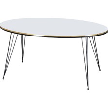 Sepetink Orta Sehpa Elips Siyah Tel Ayak Çift Altın Beyaz