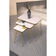 Sepetink Zigon Sehpa Kr Çift Gold Beyaz Tel