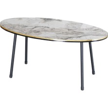 Sepetink Orta Sehpa Elips Siyah Metal Ayak Çift Altın Efes