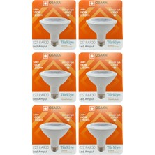 Avarson (6 Adet) Osaka 14W (100W) Beyaz Işık (6500K) E27 Duylu (Kalın Duy) LED PAR30 Ampul