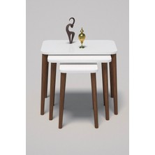 Sepetink Zigon Sehpa Ahşap Torna Ayak Beyaz Kr