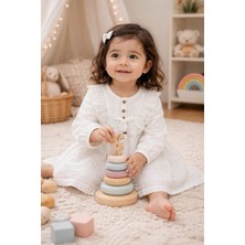 Minicix Kız Bebek Dantel Detaylı Muslin Elbise – %100 Pamuk, Nefes Alabilen, Günlük & Özel Gün