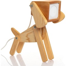 Çocuk ve Genç Odası Için Doğal Ahşap 3D Köpek Puzzle Abajur, Masa ve Gece Lambası
