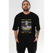 Ankhises Zeus 2 Mitoloji Ön Baskılı Oversize T-Shirt Erkek Kadın Pamuk Bisiklet Yaka Tişort