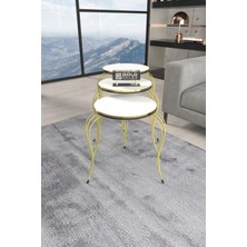 Sepetink Zigon Sehpa Lükens Çift Gold Beyaz