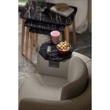 Sepetink Yan Sehpa Ayarlanabilir Tepsi Dekoratif Modern Tepsi Sekizgen Bendir