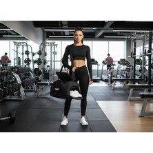 Hawk Spor Gym Ayakkabı Gözlü Çok Amaçlı Seyahat El Valiz Çanta Siyah Günlük Seyahat Çantası