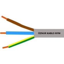 Öznur Kablo 3x1,5 mm Nym (Antigron) Gri 1mt