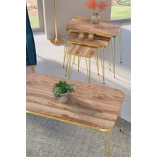 Sepetink Zigon Sehpa Kr ve Orta Sehpa Kr Set Gold Ceviz Tel 1108