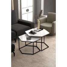 Sepetink Orta Sehpa Altıgen Ikili Lüx Beyaz