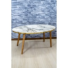 Sepetink Orta Sehpa Ahşap Torna Ayak Elips Efes Altın