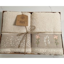 Arliva Home Bukle Nakışlı Dantelli 2 Adet Kutulu 50X85 cm El Yüz Havlusu