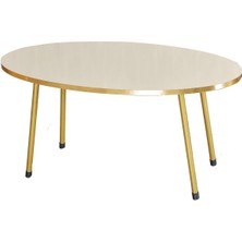 Sepetink Orta Sehpa Krem Elips Metal Ayak Gold
