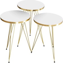 Sepetink Zigon Sehpa Gold Beyaz Tel Ayak