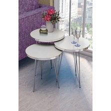 Sepetink Zigon Sehpa Gümüş Beyaz Tel