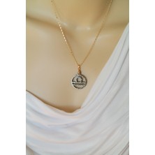 Siyah Gold Epoksi Terazi Burcu Gold Zincir Kolye