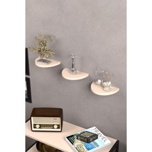 Sepetink Duvar Rafı Dekoratif 3 Adet Çiçeklik Oval Krem