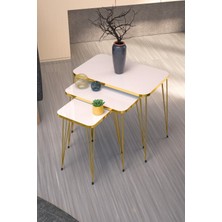 Sepetink Zigon Sehpa Kr Gold Beyaz Tel