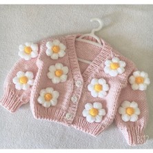ZA Handmade El Örgüsü Papatyalı Bebek Hırkası