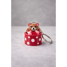 Zeniz Objects Kalpli Ayıcık Figürlü Puantiyeli Anahtarlık – Sevimli Hediye & Çanta Aksesuarı