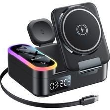 Yesido 8in1 65W Wireless Magsafe Kablosuz Şarj Standı Istasyonu Dijital Apple Watch Airpods 14 15 16 17 Pro Max Plus / DS38