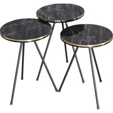 Sepetink Zigon Sehpa Siyah Metal Ayak Çift Altın Bendir 1081