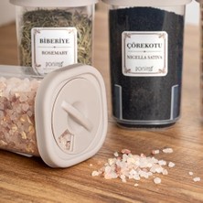 1061 Döner Kapaklı Etiketli Baharatlık Seti - 12'li Cappuccino Kapaklı 350 cc