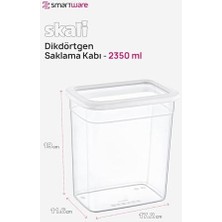 6'lı Set Skali Dikdörtgen Saklama Kabı Beyaz 2350 ml - Beyaz, Çok Amaçlı Saklama Kabı