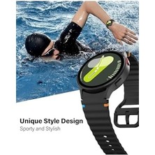 Wave Soft Silikon Spor Kordon Galaxy 7 6 5 4 Fe 40 44 mm 42 43 46 47 mm ile Uyumlu -Siyah