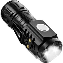 Süper Parlak 500 Lümen LED El Feneri | USB Type-C Şarjlı, 5 Modlu 3xe Led, Mıknatıslı & Klipsli, Kompakt ve Güçlü Işık Kaynağı