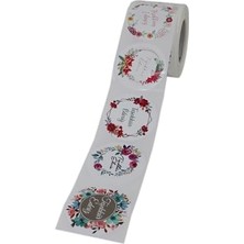 Teşekkür Ederiz Etiketi 5 Farklı Çiçek Deseni 50MM Çap Ruloda 500 Adet Kendinden Yapışkanlı Rulo Etiket, Pp Opak E-Ticaret