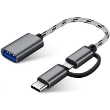 USB 3.0 Otg To Type C Micro USB Data Şarj Çevirici Dönüştürücü Adaptör