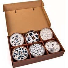 6'lı Desenli Porselen Kase Seti 320 Ml, Çorbalık, Kahvaltılık, Atıştırmalık Kase Hediyelik Kutulu,çok Renkli, FAN11