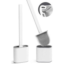 Duvara Yapıştırılabilir Silikon Wc Fırçası,ince Aralara Girebilir Silikon Klozet Fırçası (Beyaz)