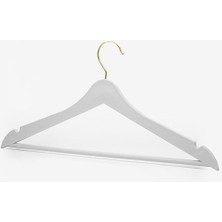 24 Adet Beyaz Ahşap Görünümlü Plastik Askı Kıyafet Elbise Gömlek Askısı Kancalı